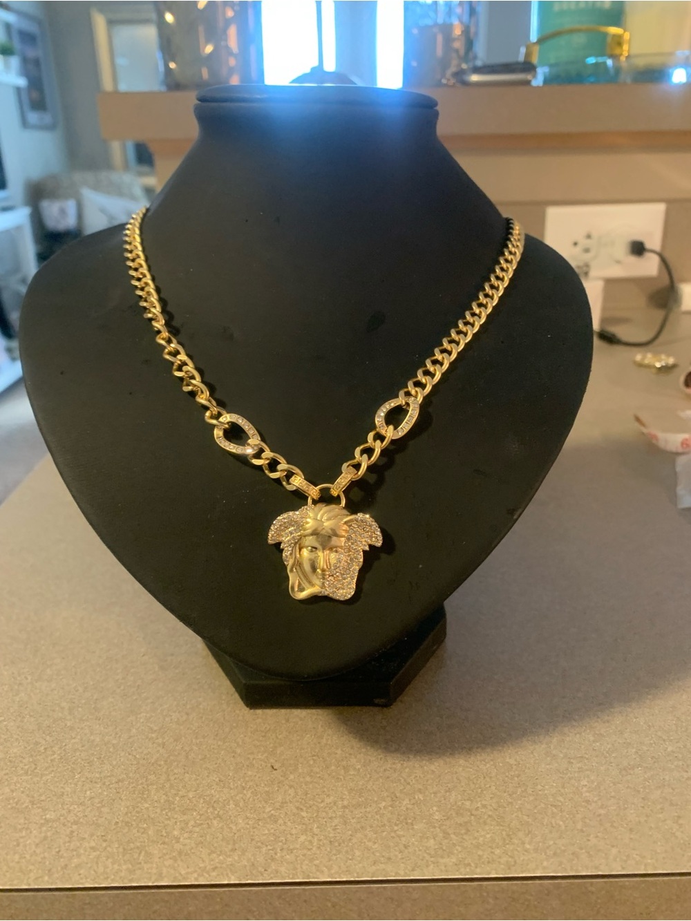 Gold-Tone Elephant Pendant Chain Necklace - Women's Jewelry 29 cm
